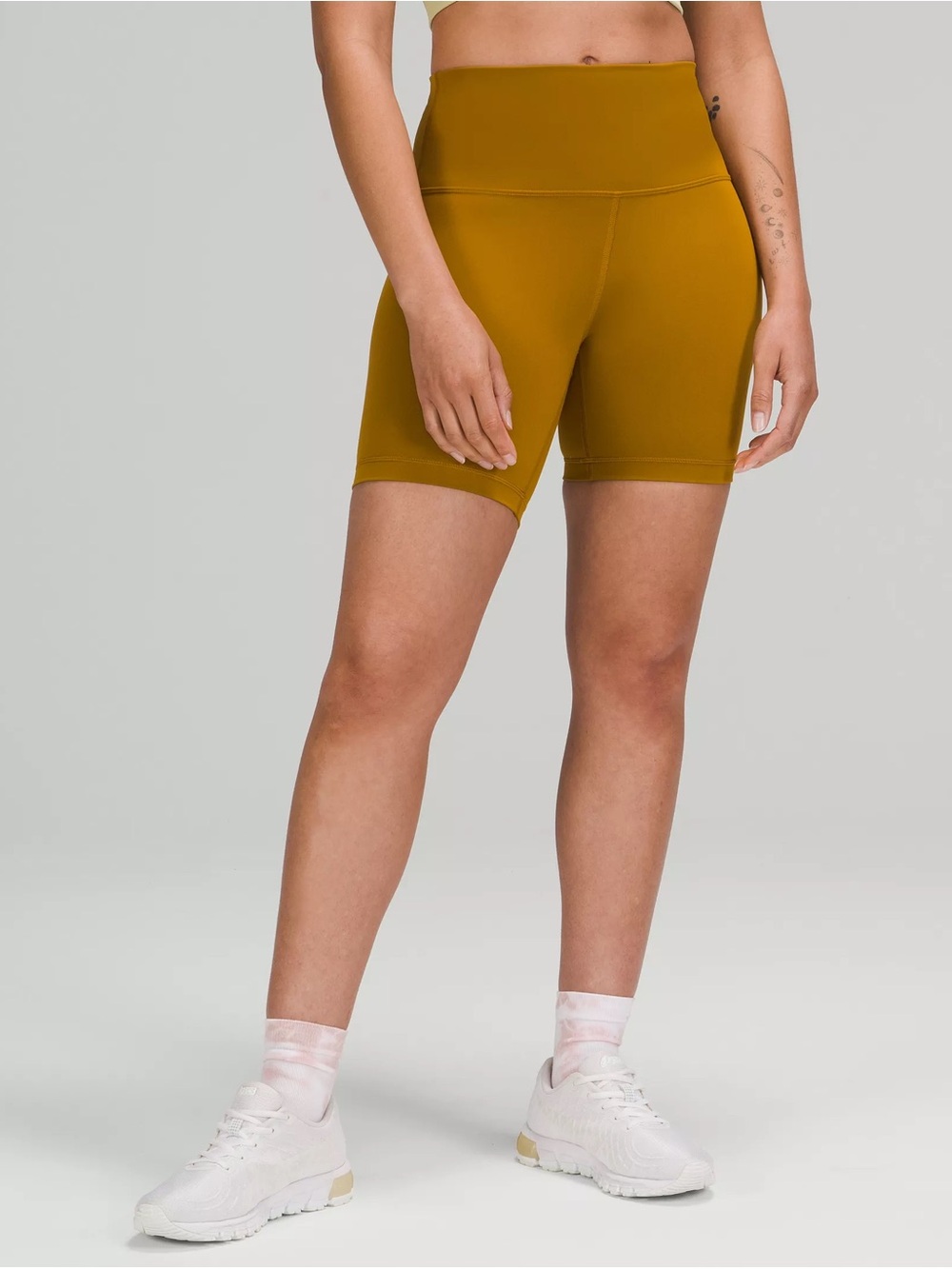 Mustard Lululemon Athletica 6” High-Waist Wunder Under Bike Shorts